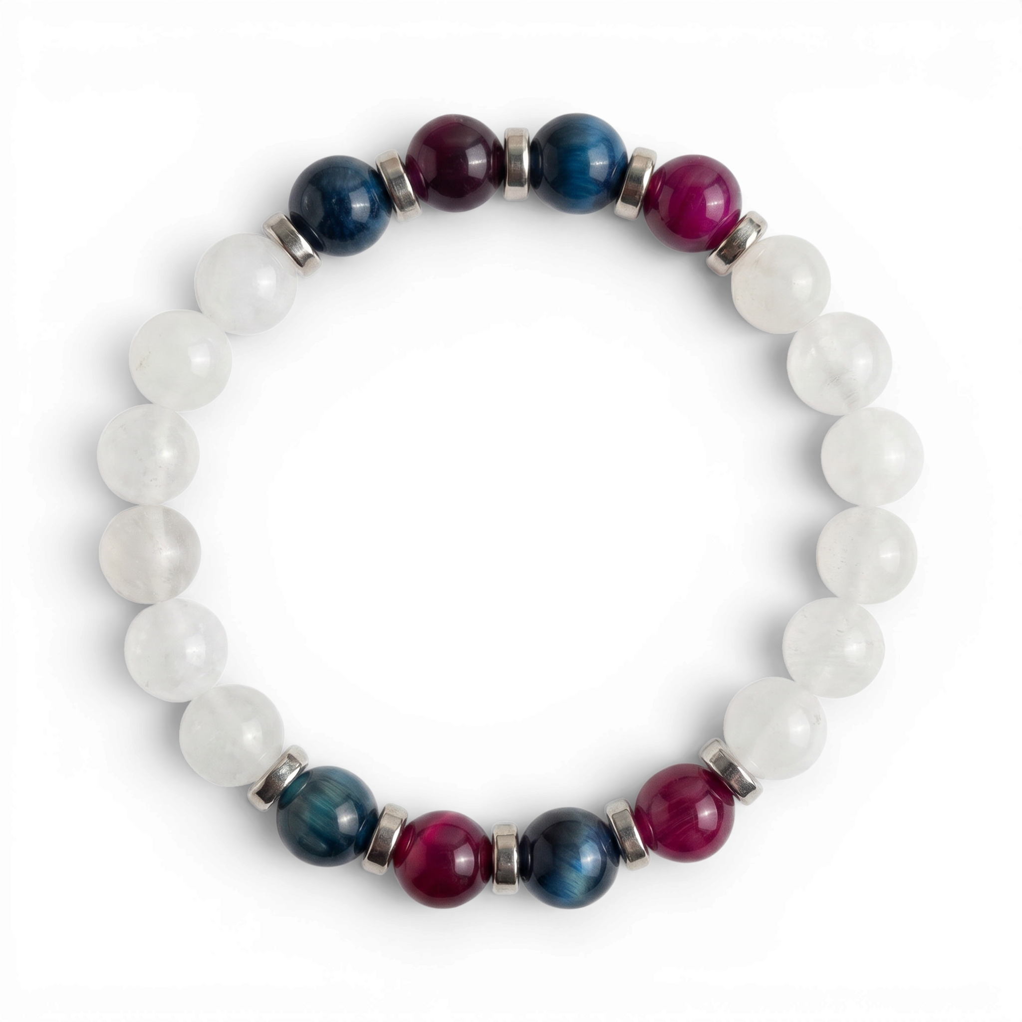 Blue Tiger's Eye & White Jade 'Steadfast Focus' Bracelet
