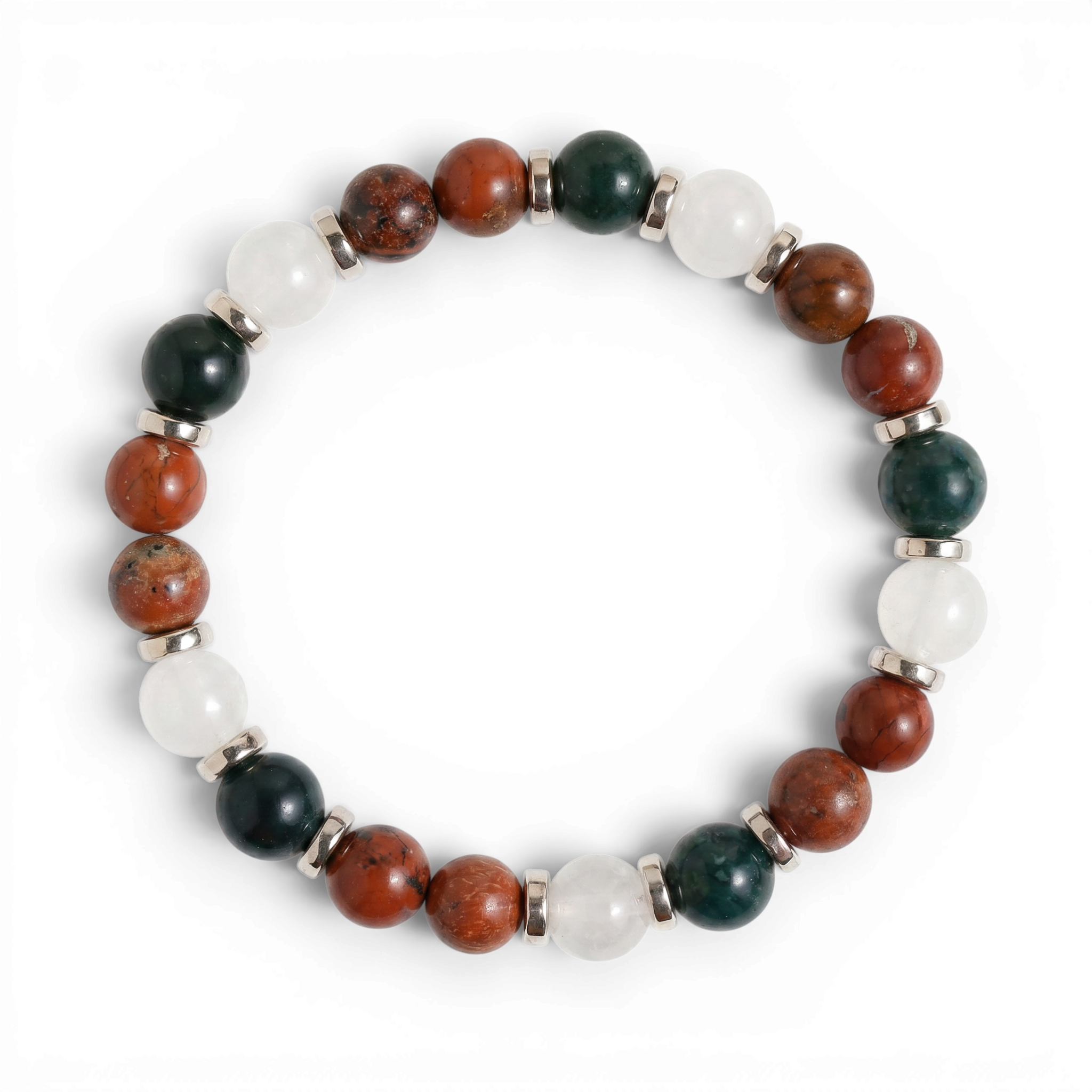Moss Agate & Red Jasper 'Festive Balance' Bracelet — Evolve Mala