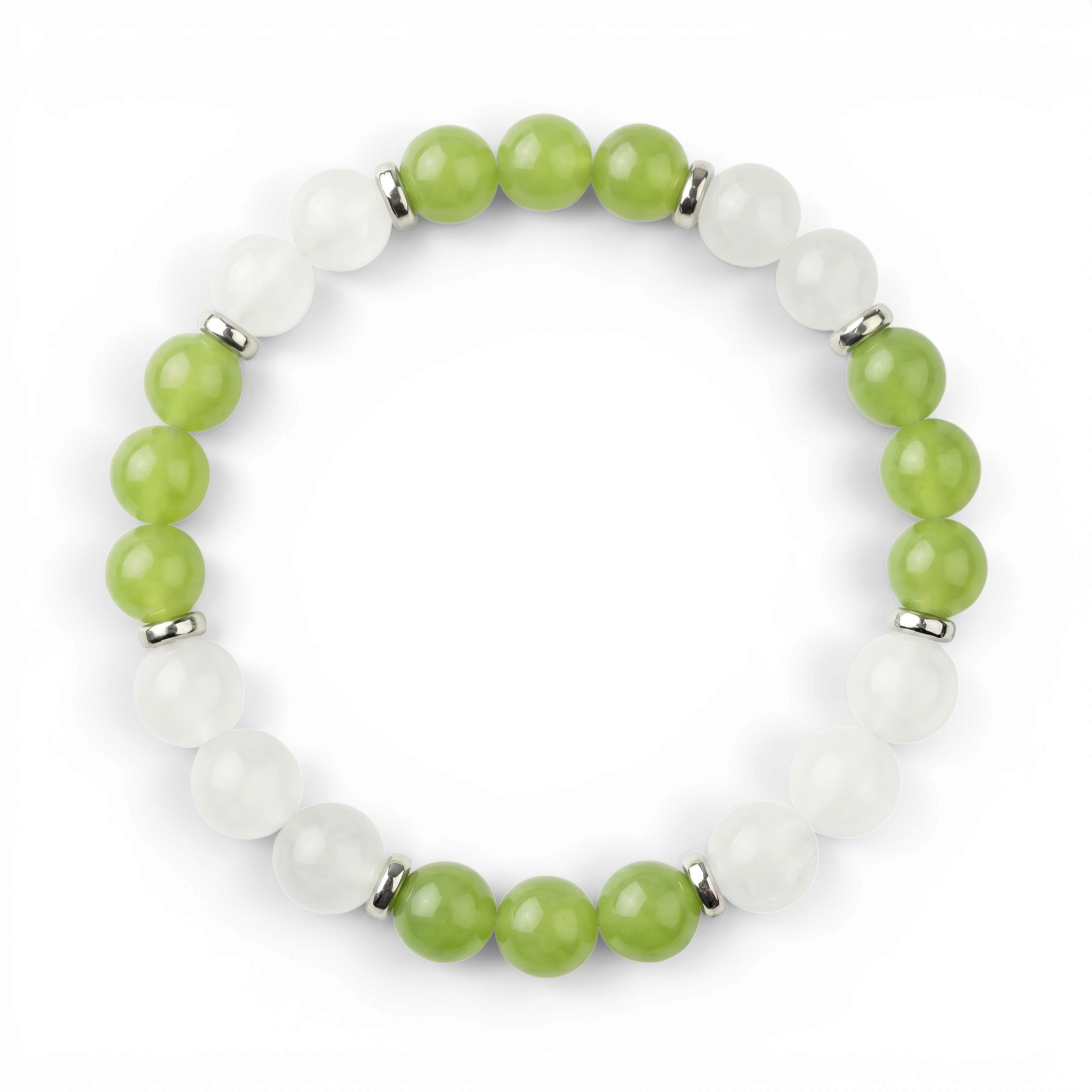 White Jade & Green Chalcedony 'Soft Balance' Bracelet