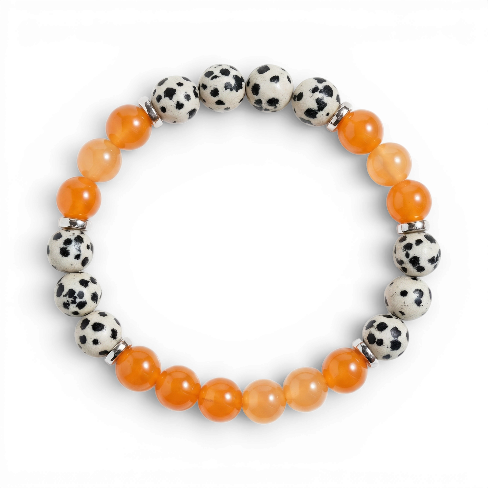 Dalmatian Jasper & Orange Chalcedony 'Playful Focus' Bracelet