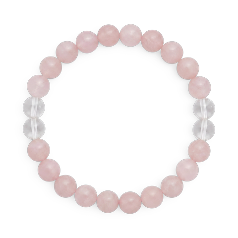 Clear Quartz & Rose Quartz 'Heartfelt Clarity' Bracelet