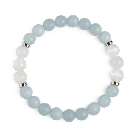Blue Chalcedony & Selenite 'Tranquil Light' Bracelet